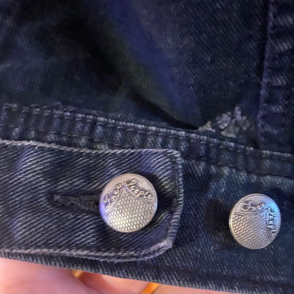 Free People Black and Gray Denim Jean Jacket - Picture 4 of 8